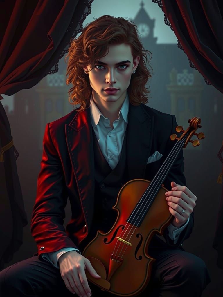 Gothic Victorian Gentleman Plays Ornate Violin