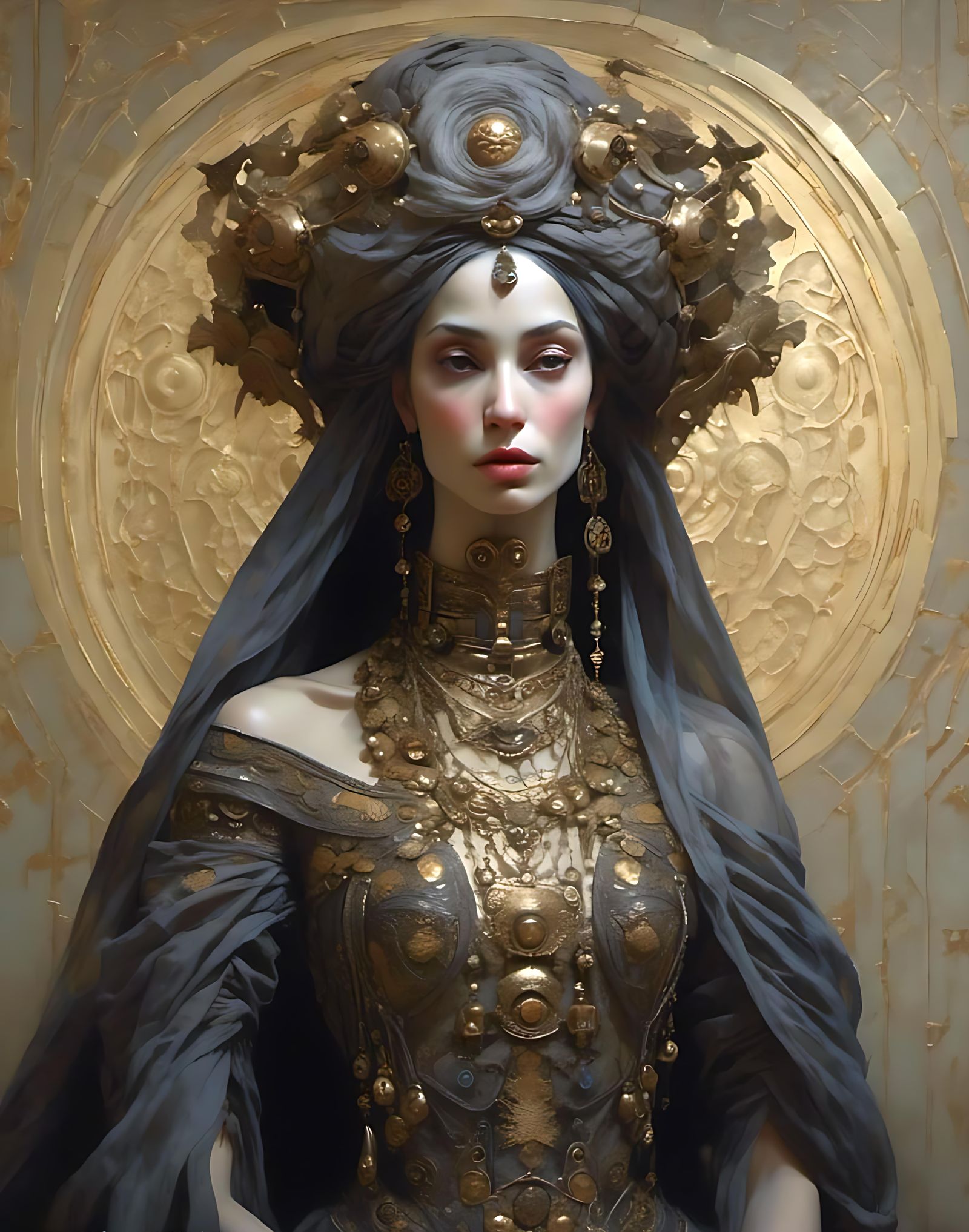 Portrait of Beauty with Fabric Sculpture