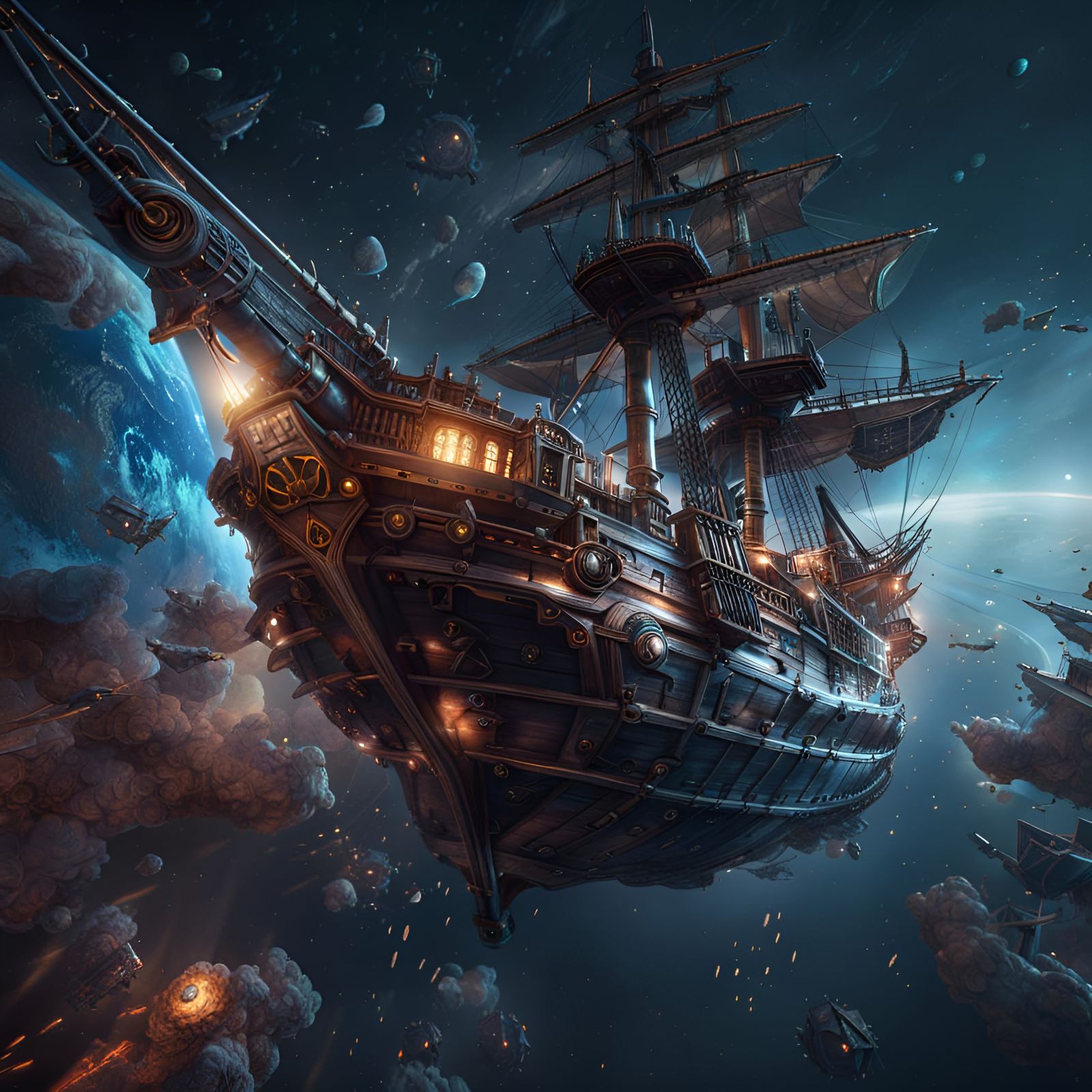 A fierce Ship in space