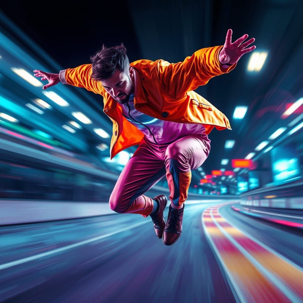 Futuristic Athlete in High-Speed Mode