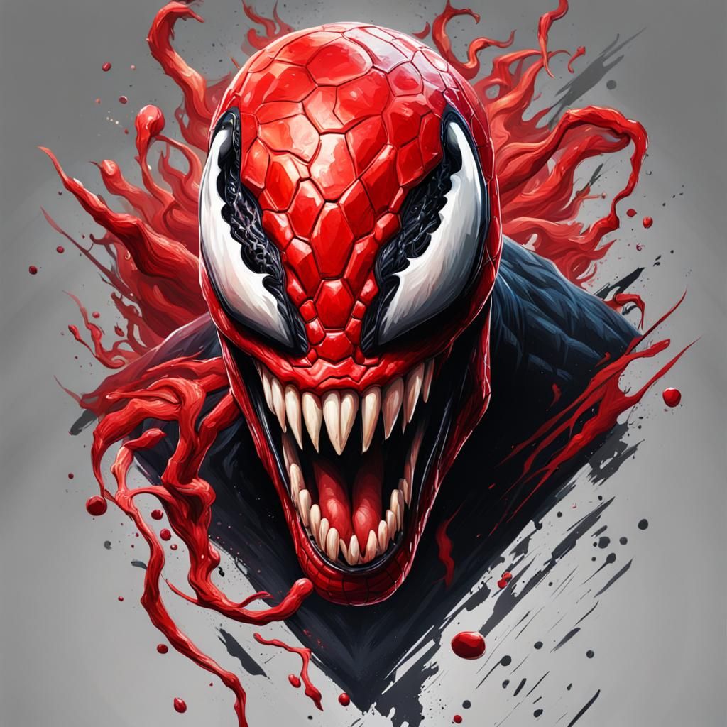 Hyperrealistic Red Venom Splash Art Portrait
