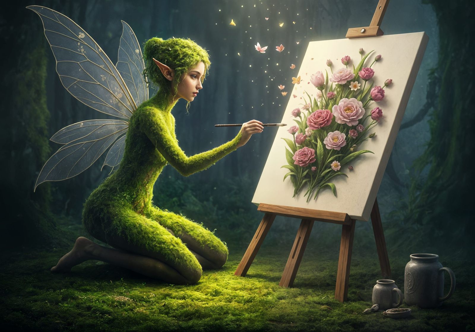 Fairy Artist Creates Living Flowers in Magical Digital Paint...