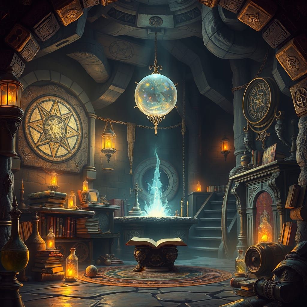 Enchanted Vault of Magical Treasures in Dark Fantasy Style