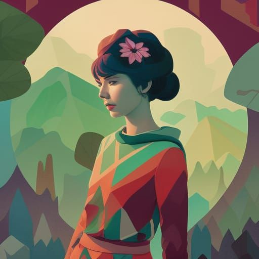 Abstract Woman Portrait in Vector Art Style