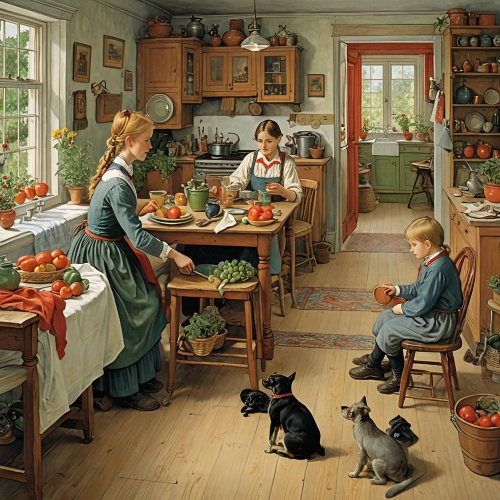 Modern Domestic Scene Inspired by Carl Larsson
