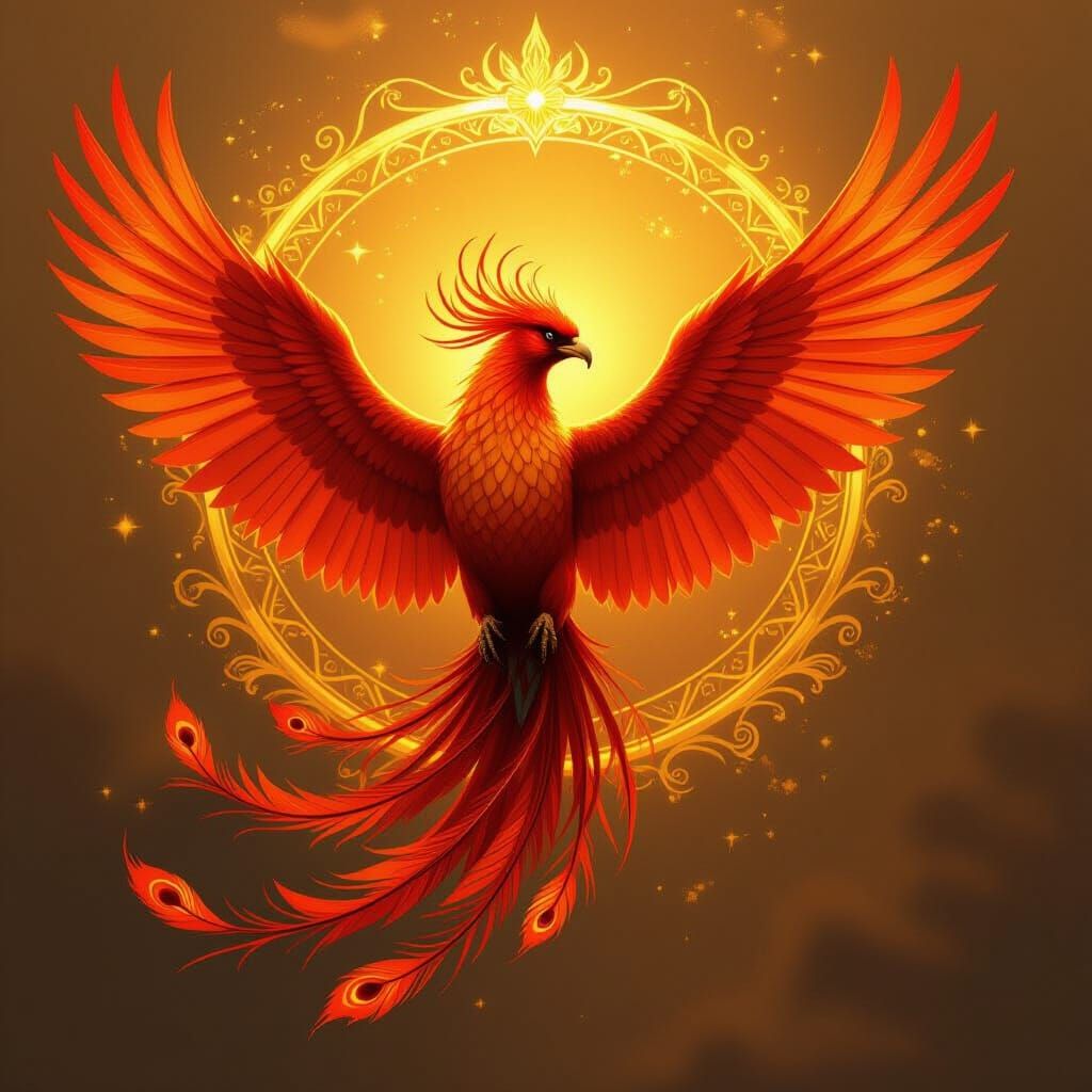 Majestic Fire Phoenix in Fantasy Art Style