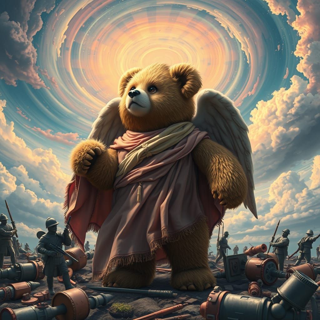 Teddy Bear Guardian in Roman Toga