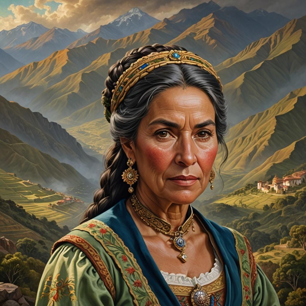 Chilean Woman Portrait in Spanish Baroque Style