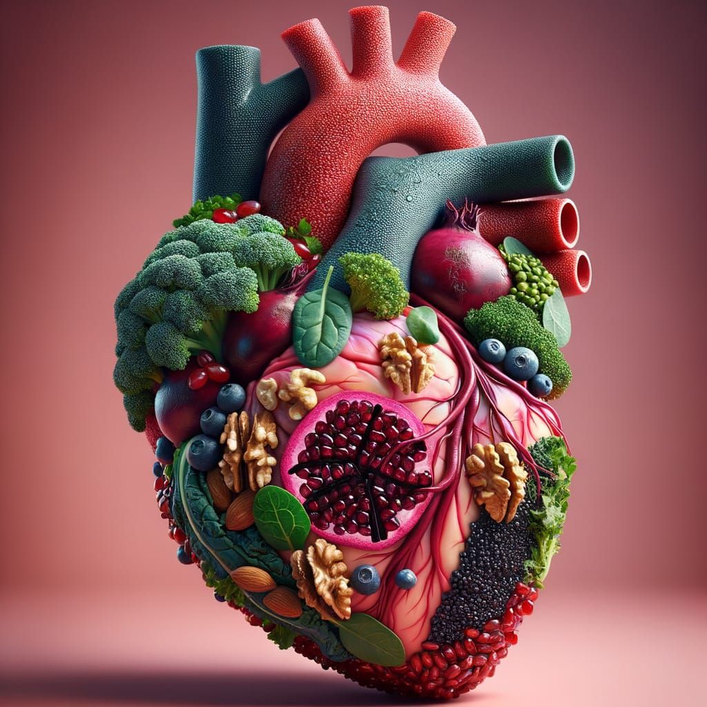 Heart Sculpture Made of Healthy Foods in Macro Photography