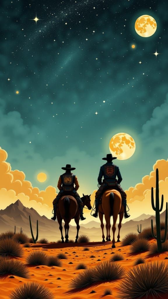 Space Cowboy Rides Cybernetic Steed Through Arizona Desert