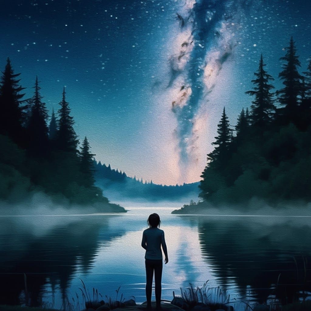 Starry Lake: Dreamy Impressionism with Muted Colors