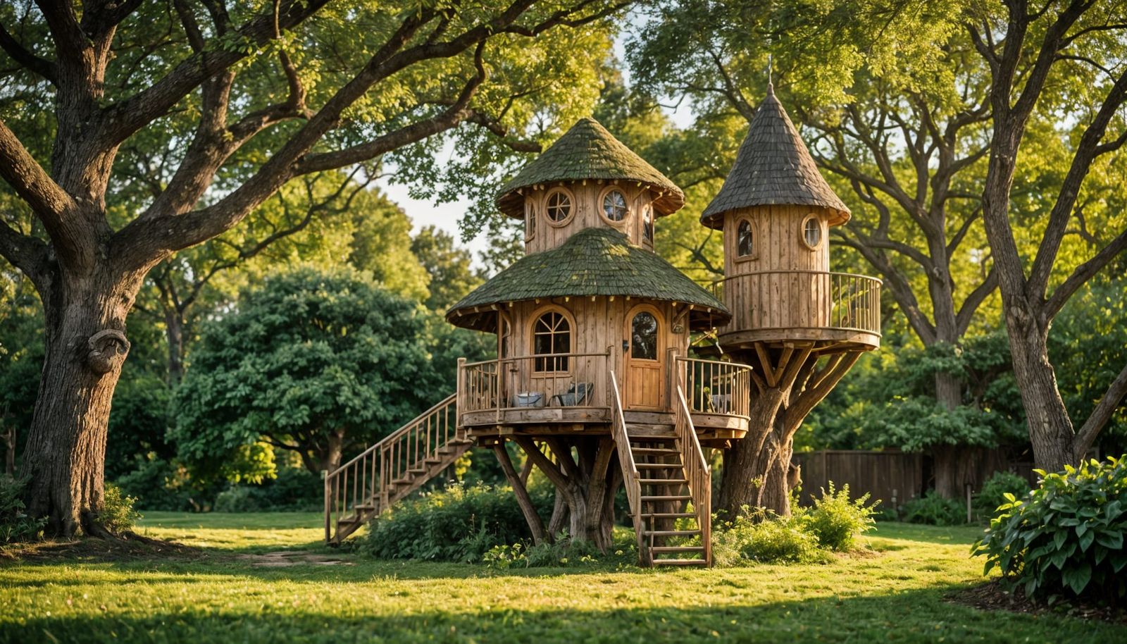Backyard Treehouse Fort with Castle Tower