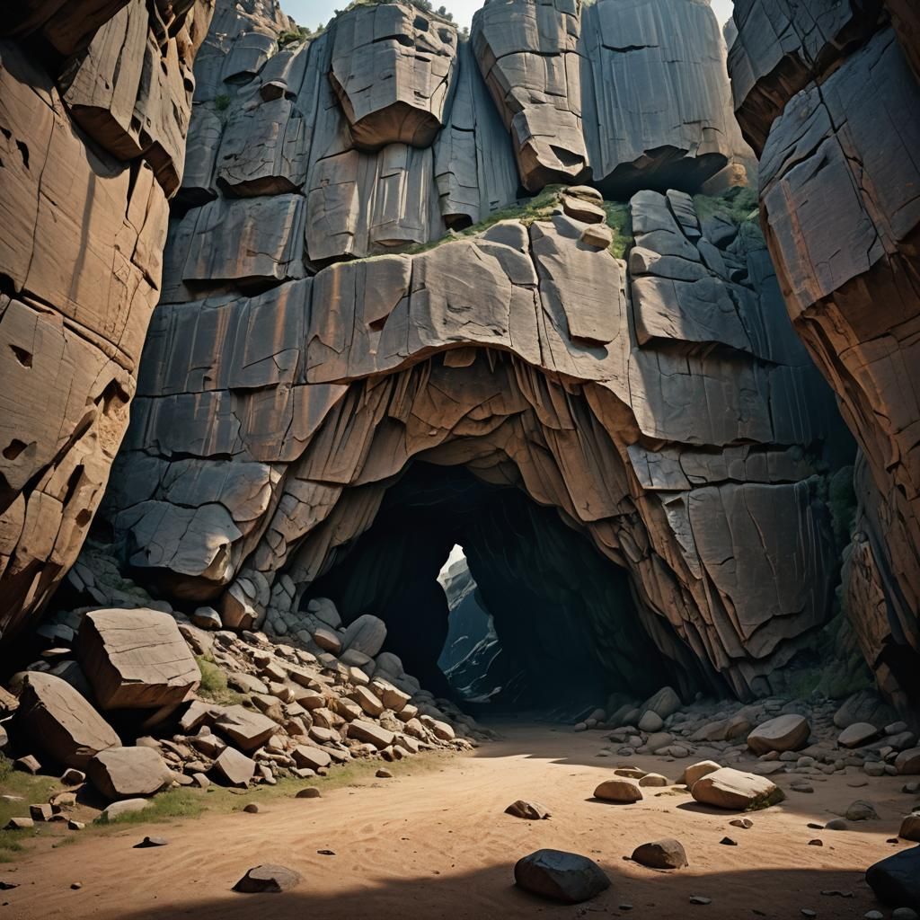 Foreboding Cave Mouth in Alien Rock Formation
