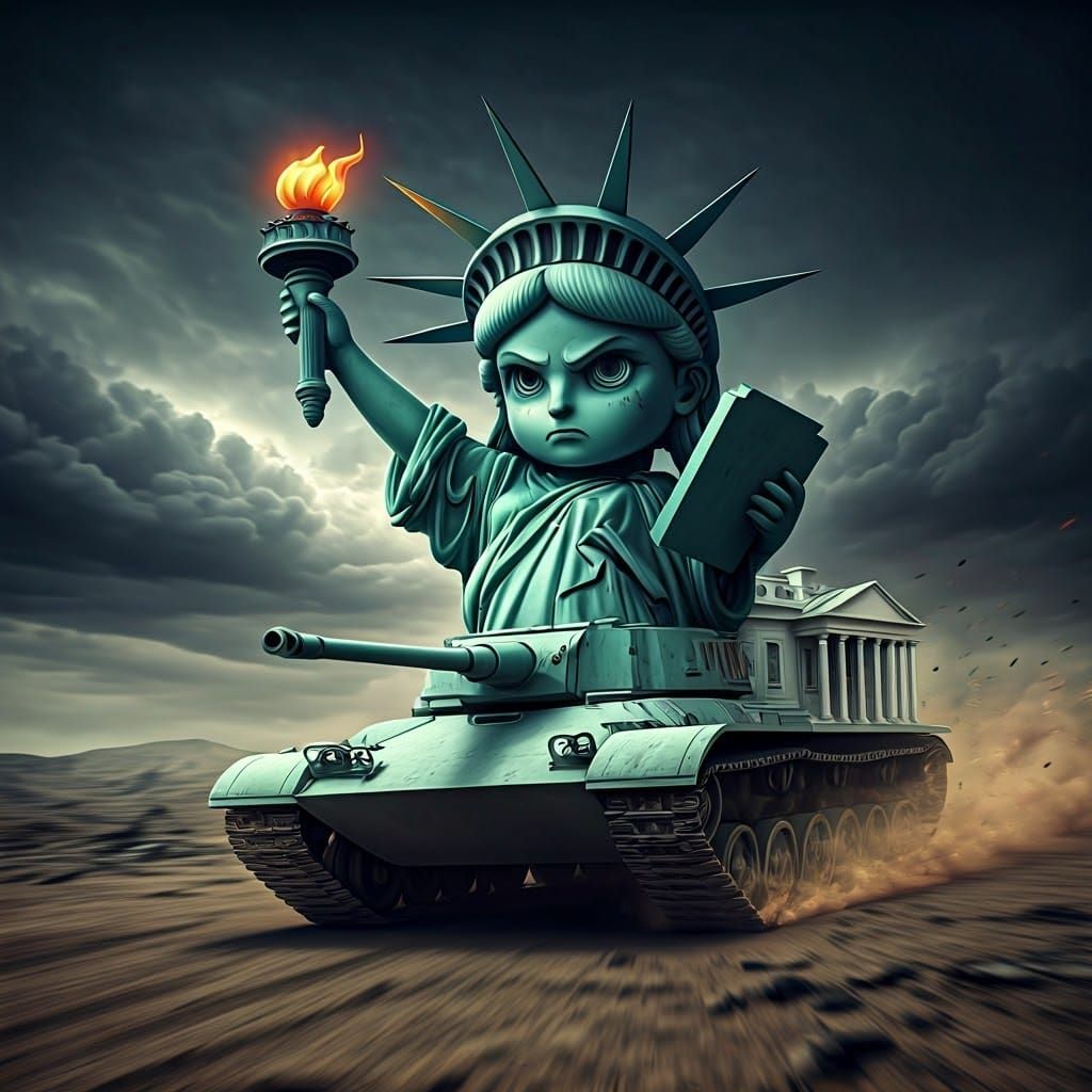 Chibi Liberty Goddess in White House Tank