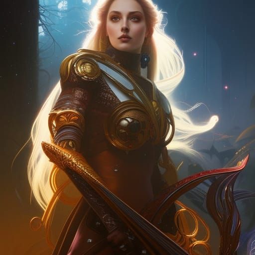 Pleiadean Starseed Portrait in Detailed Fantasy Style