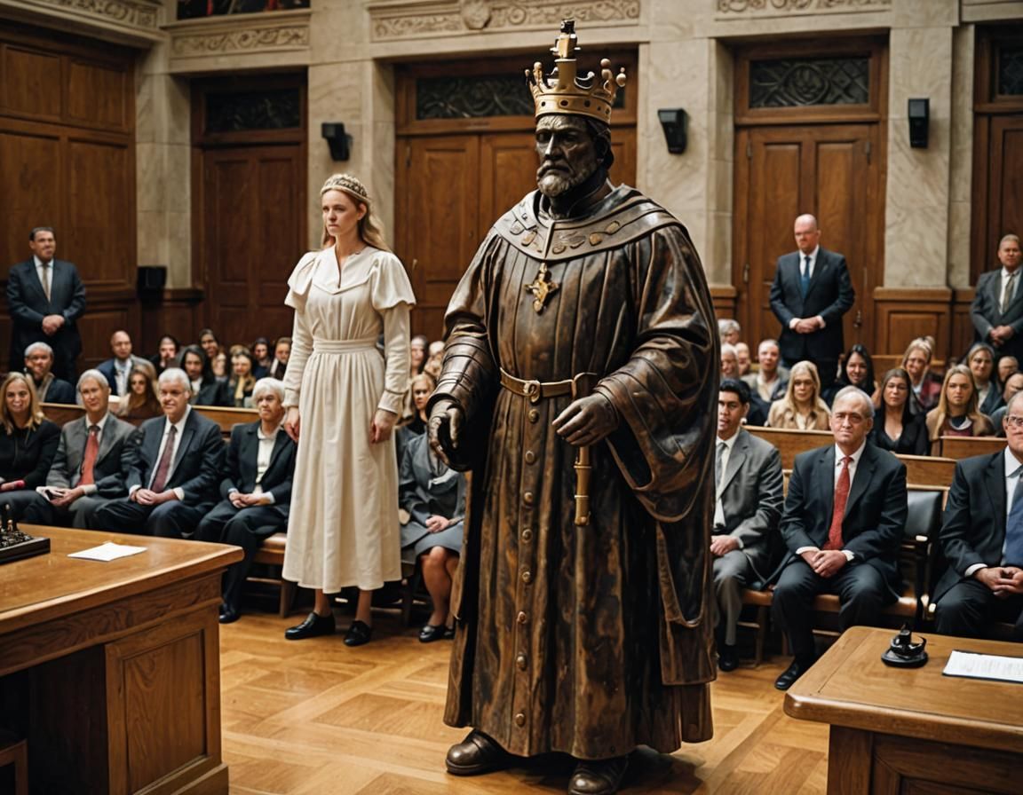 Chess Piece King on Trial in Court