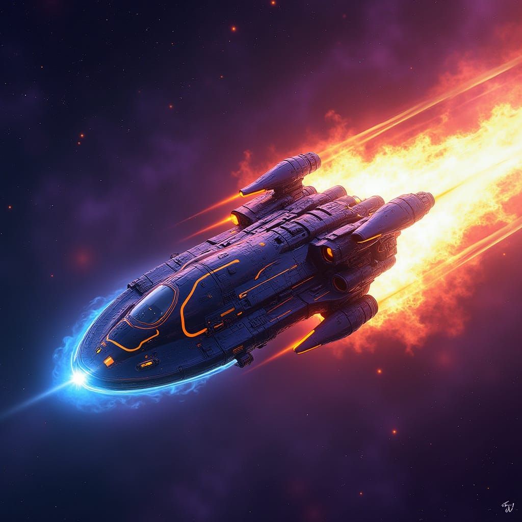 Sleek Futuristic Spaceship in a Starry Galaxy
