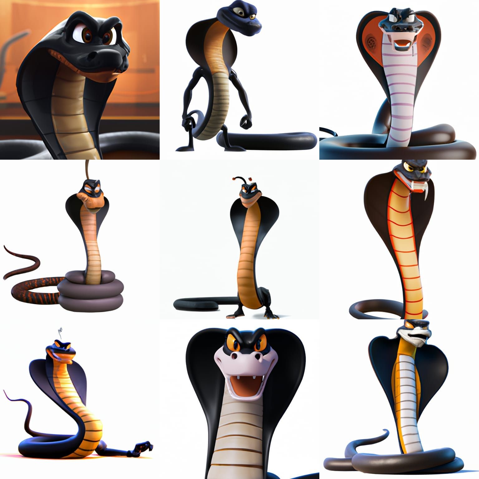 Disney Pixar Style 3D Cobra Character