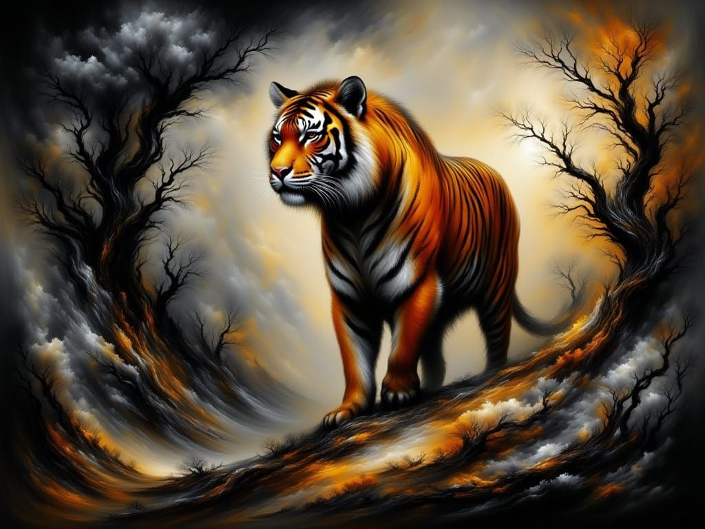 Majestic Tiger Amidst Ancient Forest