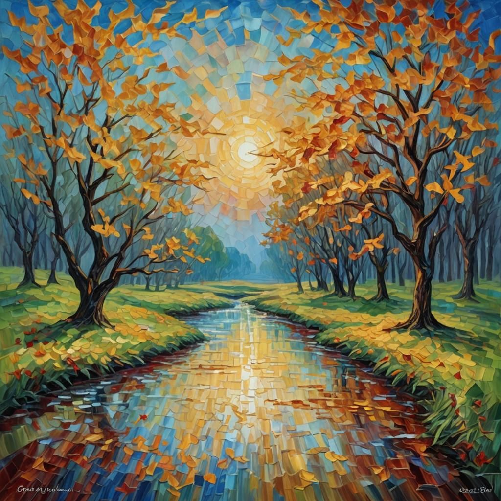 Expressive Neo-Impressionist Oil Painting of a Windswept Dre...