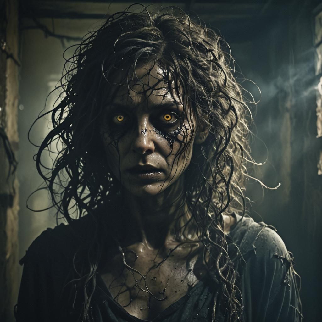 Dark Fantasy Horror Portrait in Abandoned Asylum