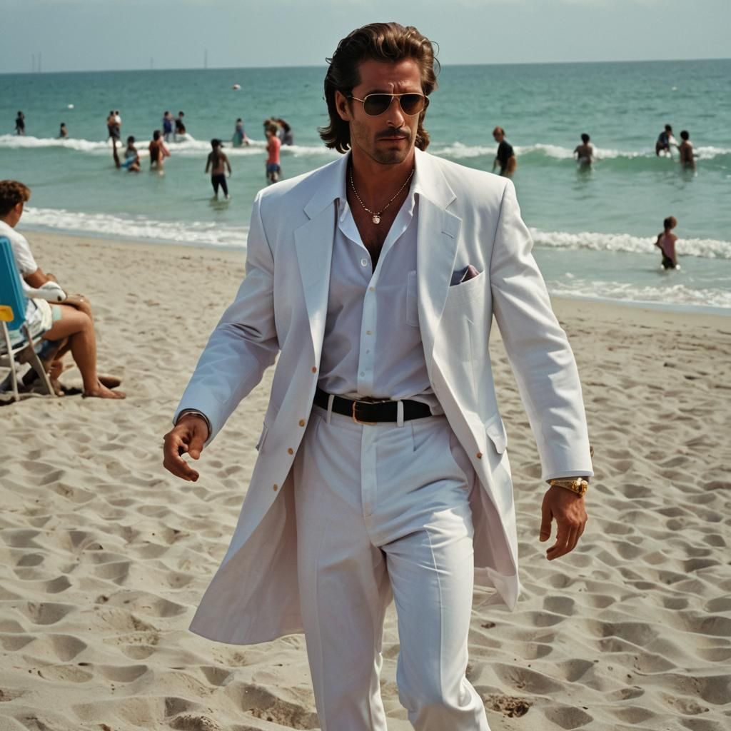 Miami Vice Beach Scene with a Relaxed Vibe