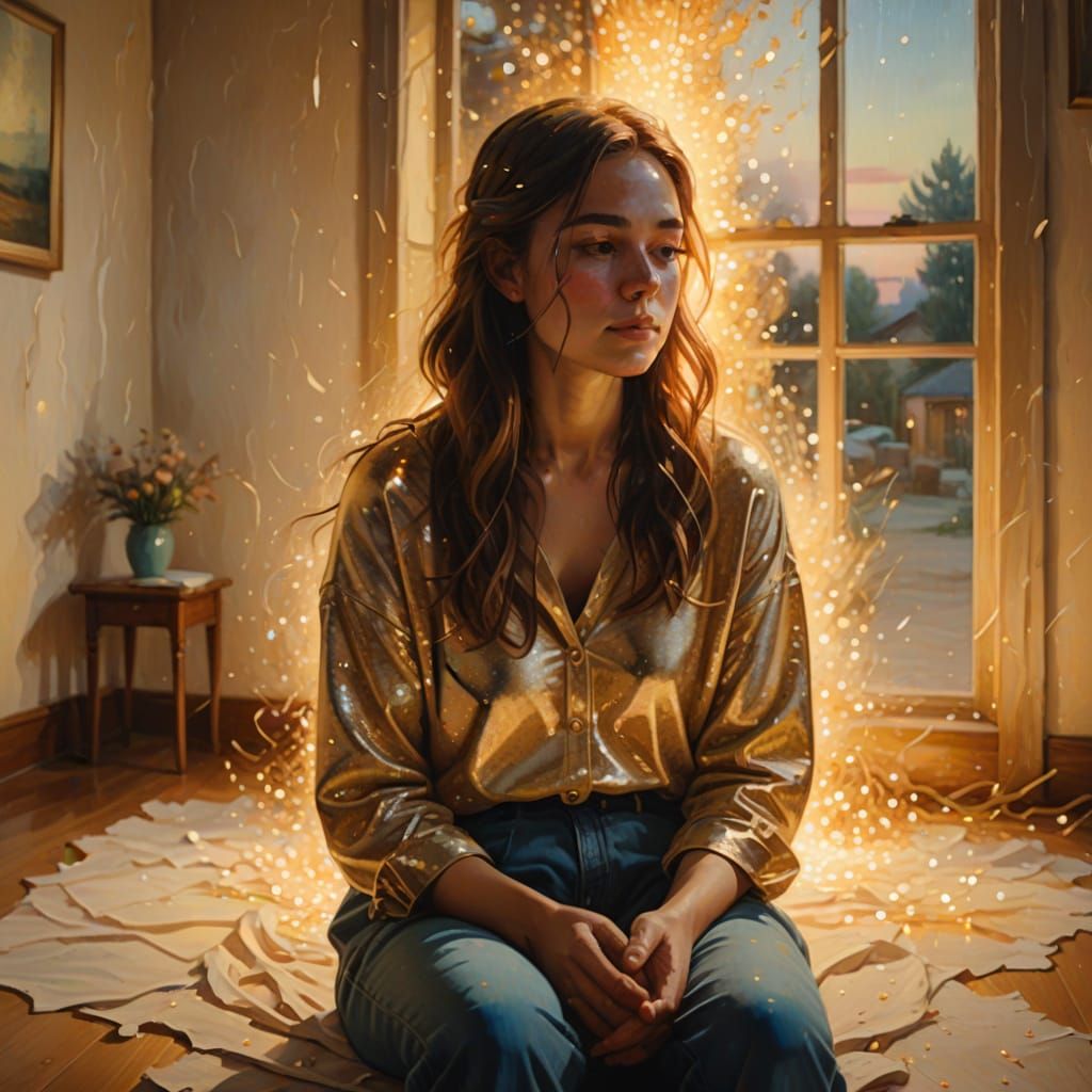 Serene Meditation: A Vibrant Oil Painting of Peace