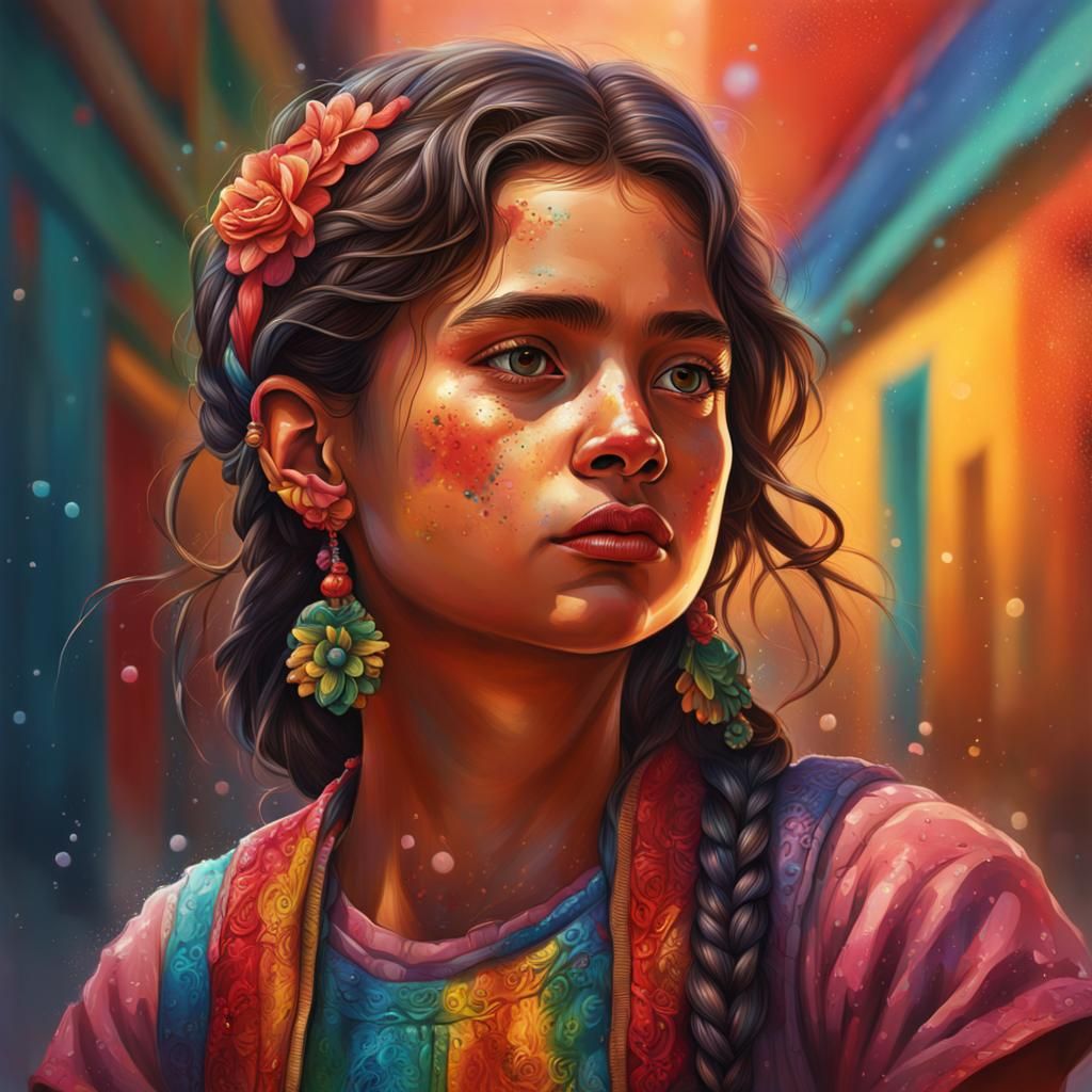 Hyperrealistic Portrait of a Mexican Girl