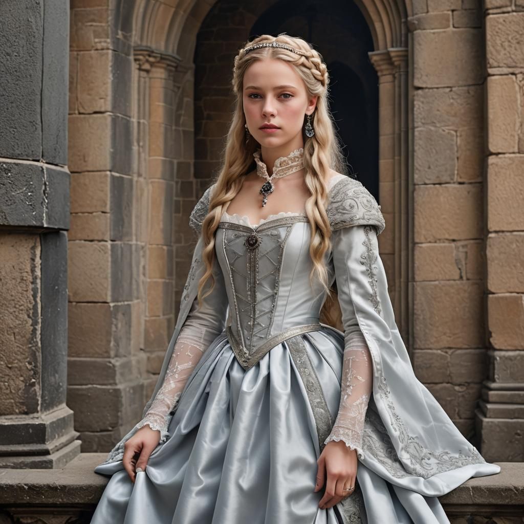 Princess Elisabeth in Gothic Attire, Pastel Drawing