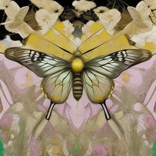 Surreal Woman with Butterfly Wings in Meadow