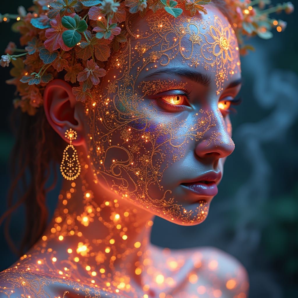 Mystical Yoga Goddess in Art Nouveau Style