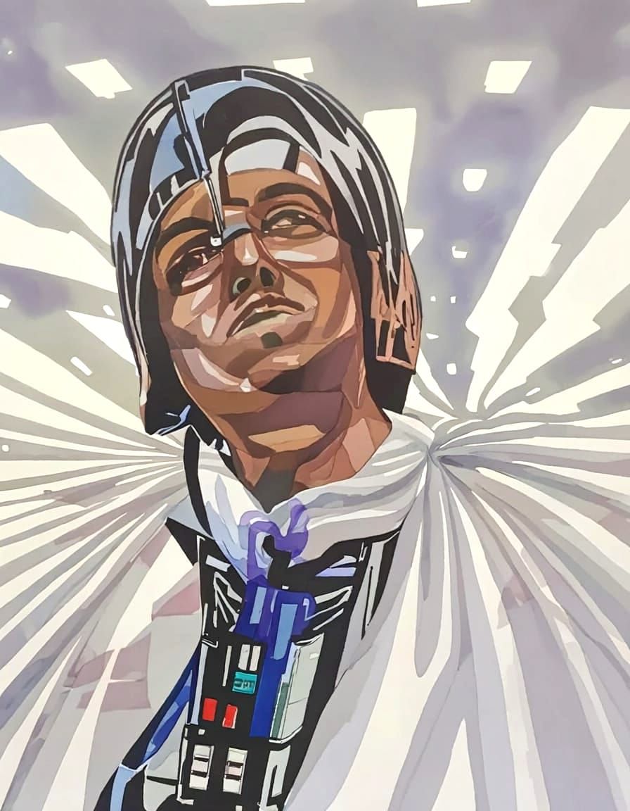 Self Portrait Transforms into Darth Vader in Watercolor Styl...