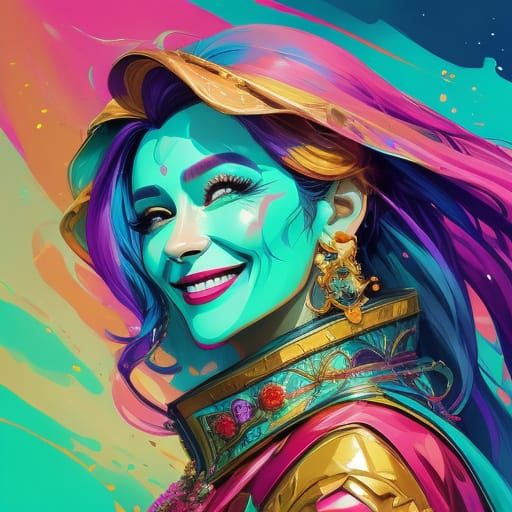 Joyful Person in Vibrant Concept Art with Radiant Glow