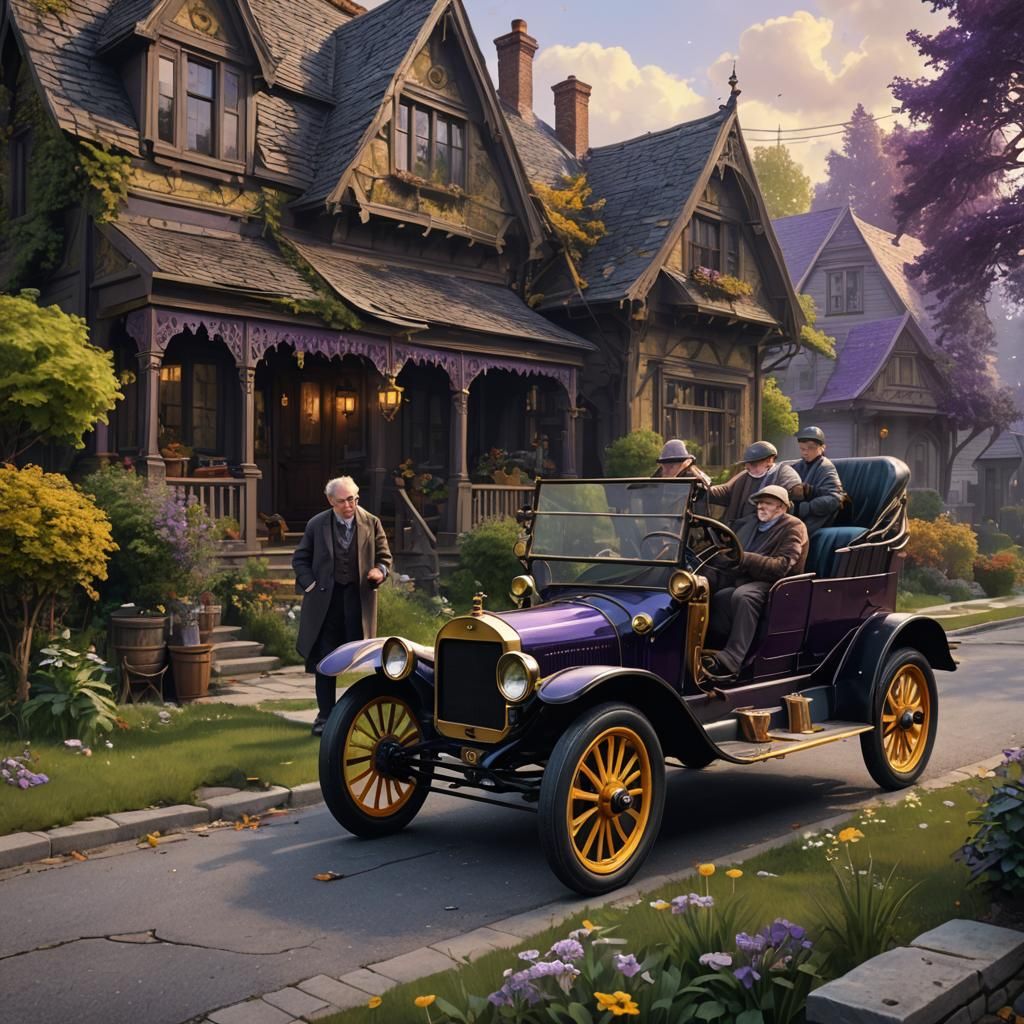 Grandpa Fixes Model T: Dark Fantasy Concept Art