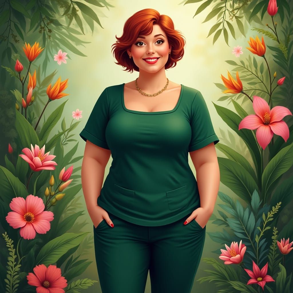 Warmth of a Botanical Garden Scene in Whimsical Style