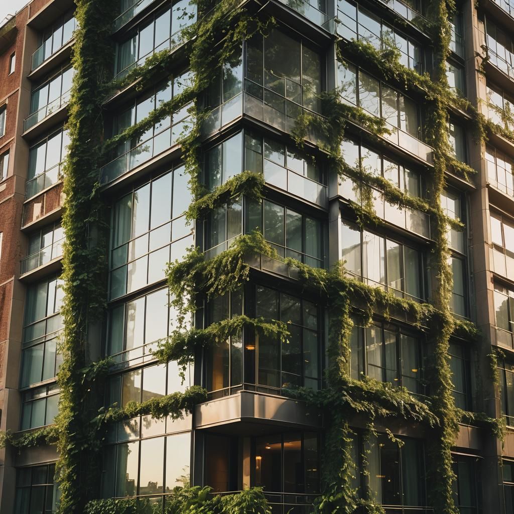 Lush Greenery Meets Sleek Architecture in Golden Light