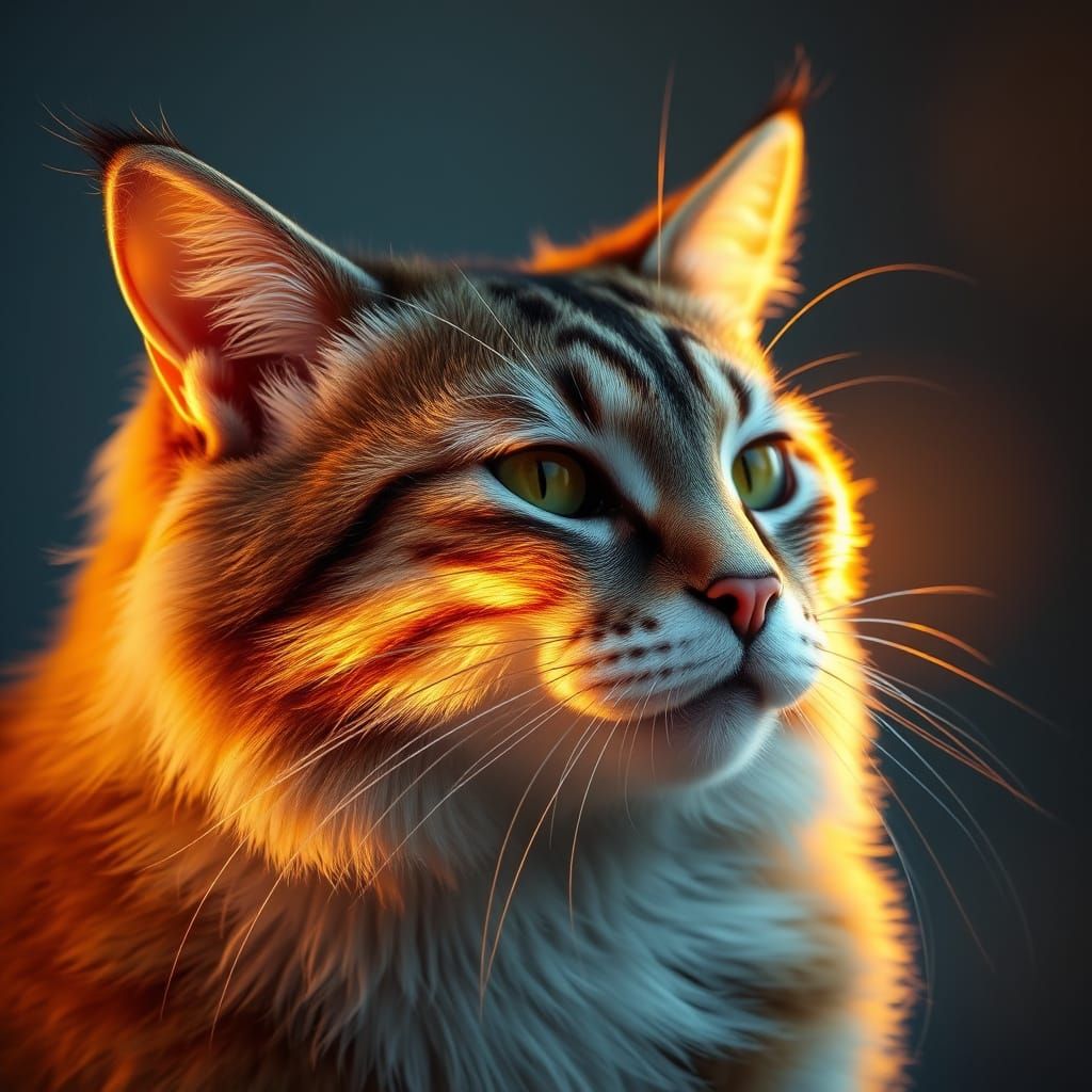 Sunlit Cat's Face in Majestic Profile