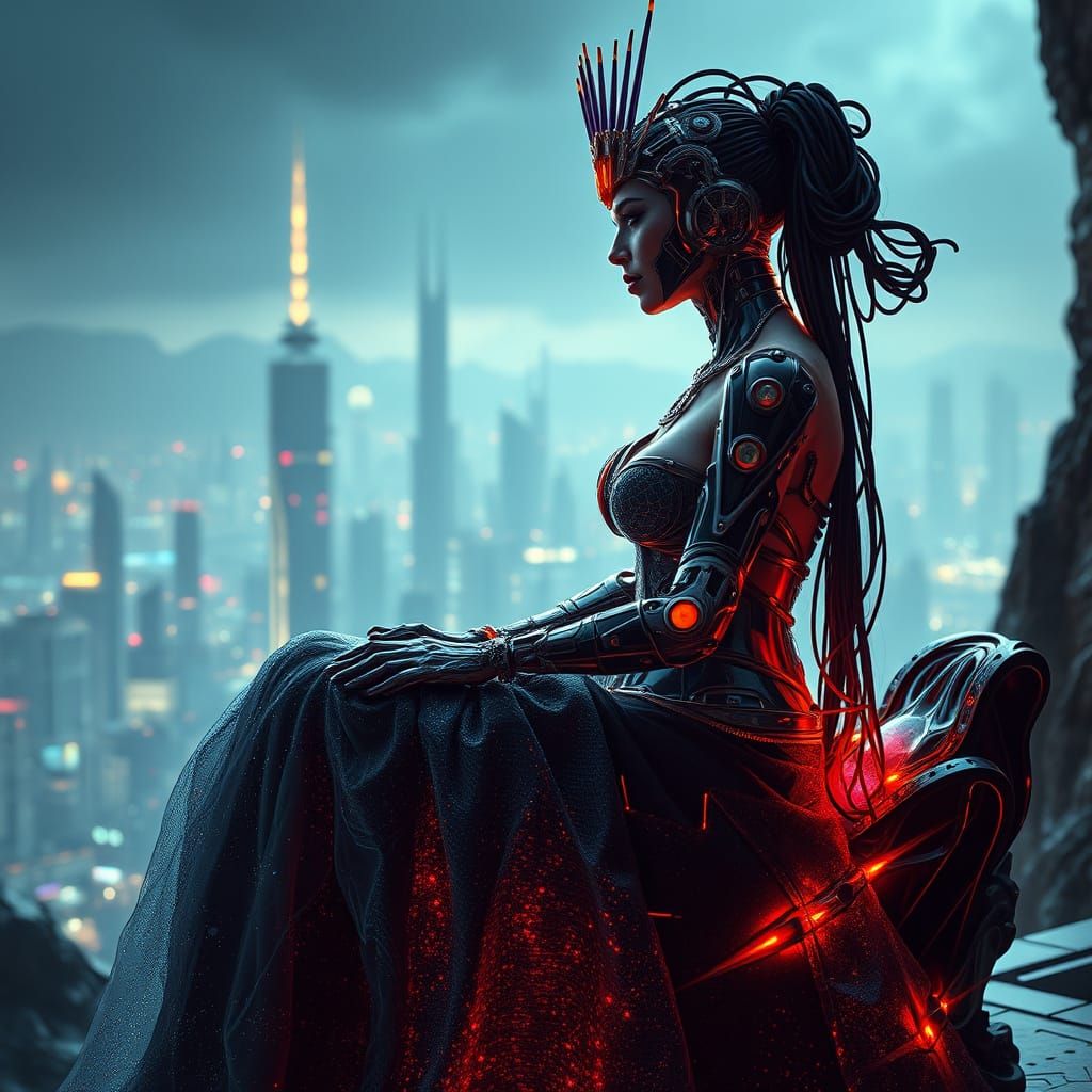 Cyborg Queen Reigns Over Futuristic Metropolis in Cinematic ...