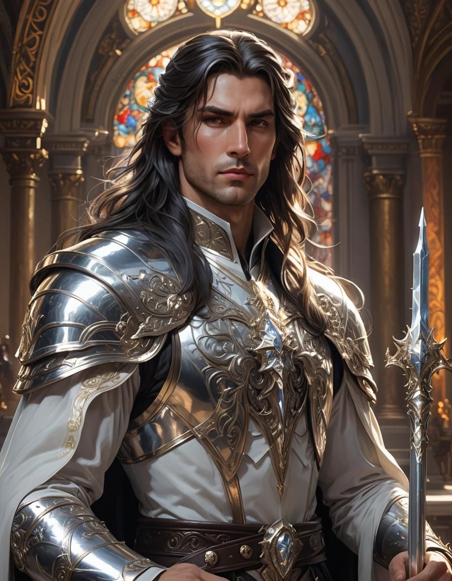 King with Scepter: Art Nouveau Portrait