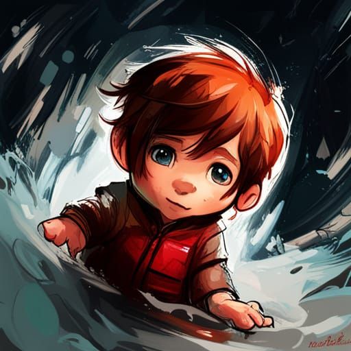 Adorable Chibi Character in Polychromatic Splash Art
