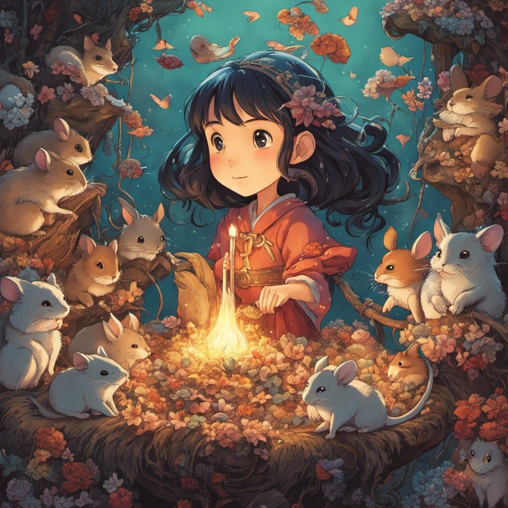 Anime Sorceress in a Sea of Adorable Mice