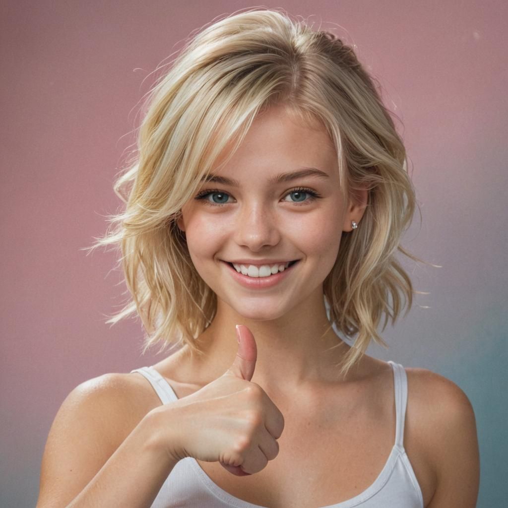 Smiling Girl Gives Thumbs Up: Fantasy Portrait
