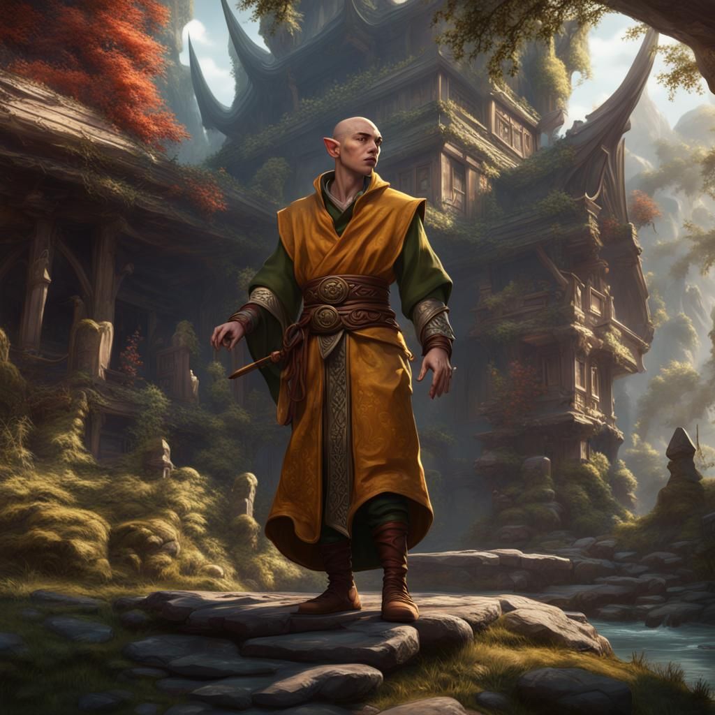 Elf Monk in D&D: Detailed Fantasy Art