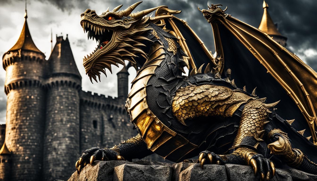 Armored Dragon Lord Lays Waste to Castle