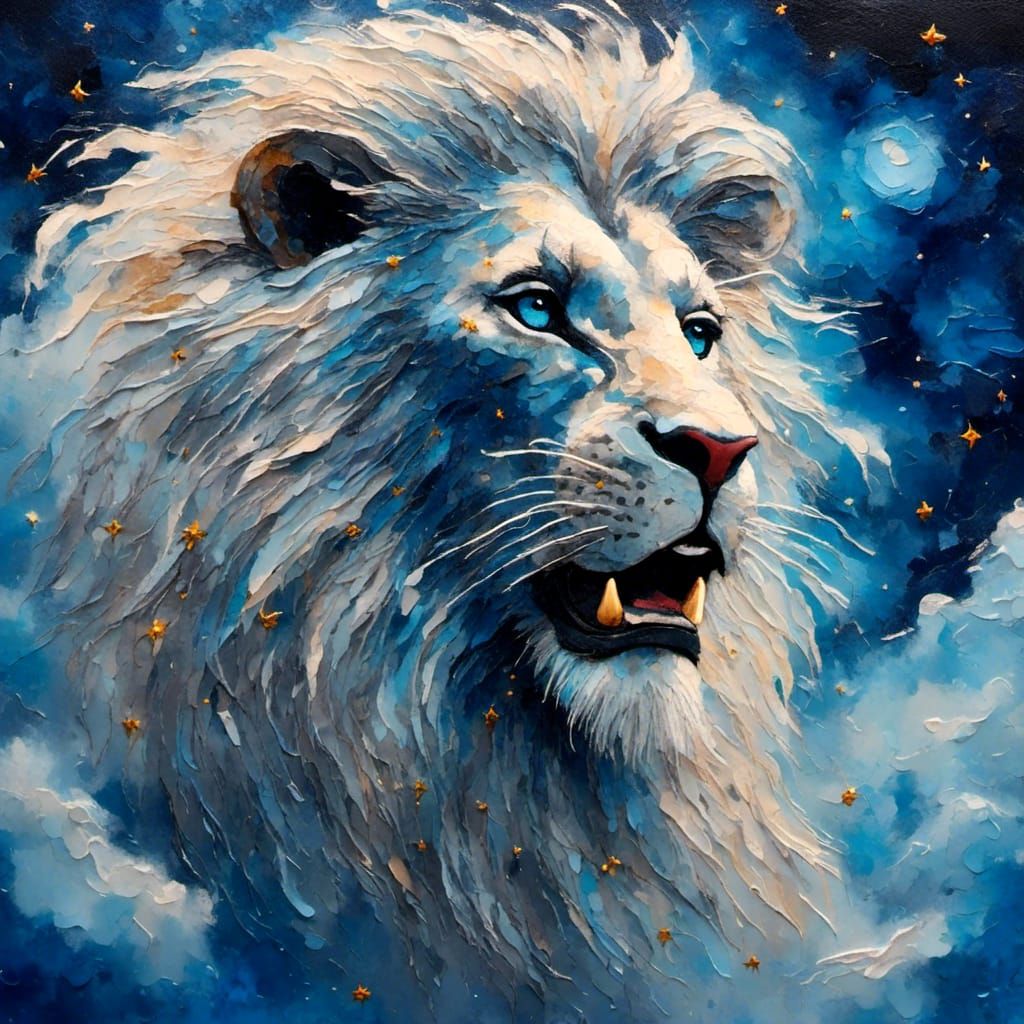 Lion King Ghost in Impasto Oil Painting
