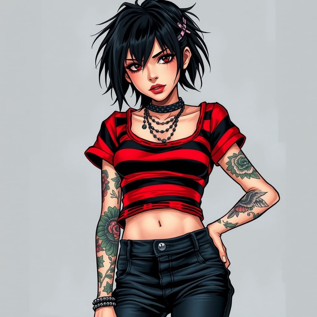 Confident Emo Girl with 90s Punkcore Style