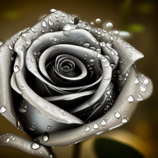 Hyperrealistic Macro Photograph of Silver Roses
