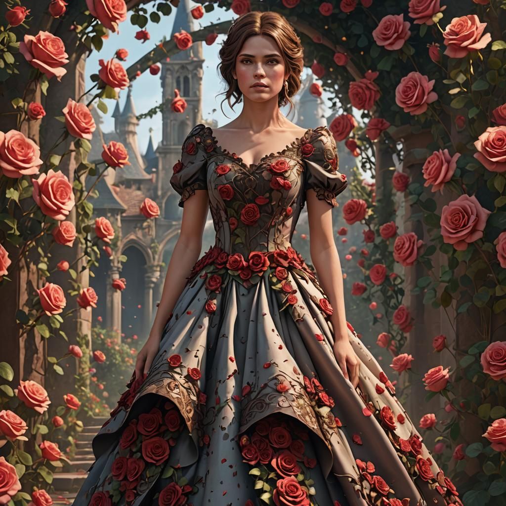 Rose Dress: Detailed Fantasy Art in Deep Color