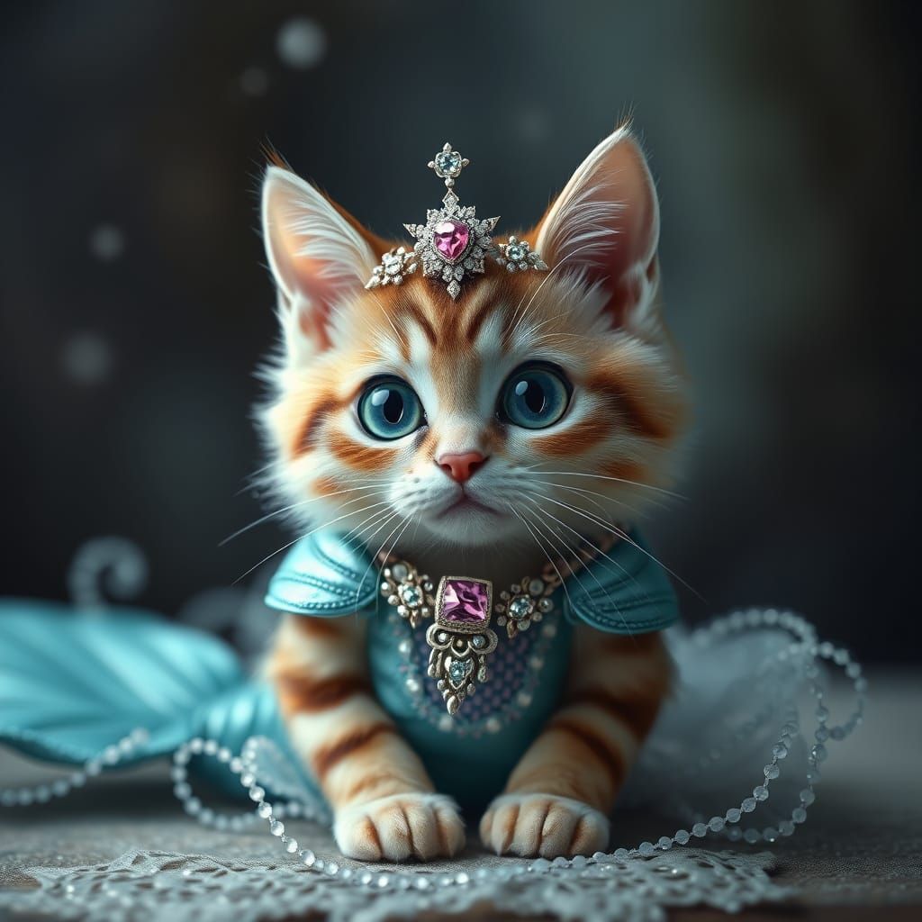 Princess Mermaid with a Feline Companion