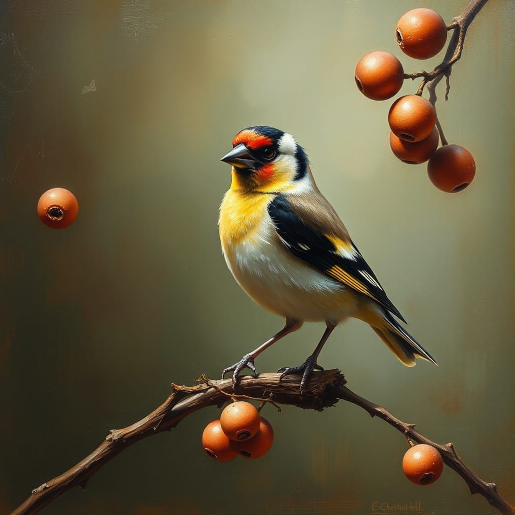 Goldfinch by Carel Fabritius: Digital Art